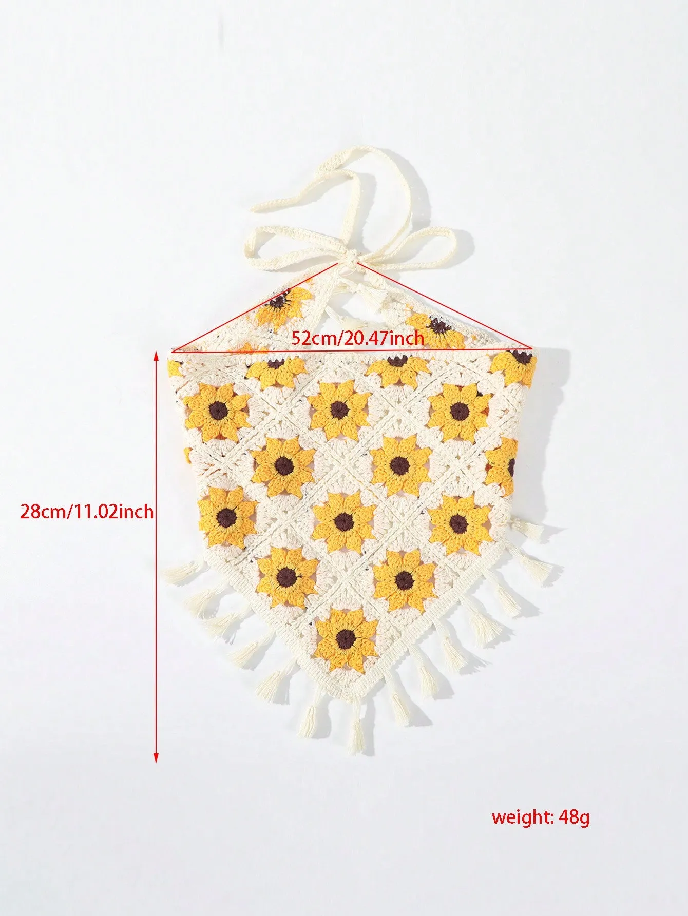 1pc Knit Sunflower Tassel Triangle Scarf Headband Boho