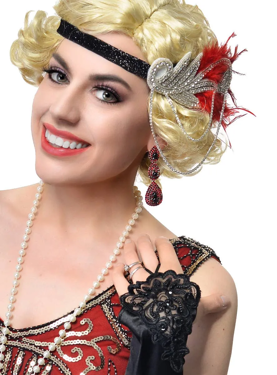 20s Red Chain Headband 5 Piece Gatsby Accessory Set