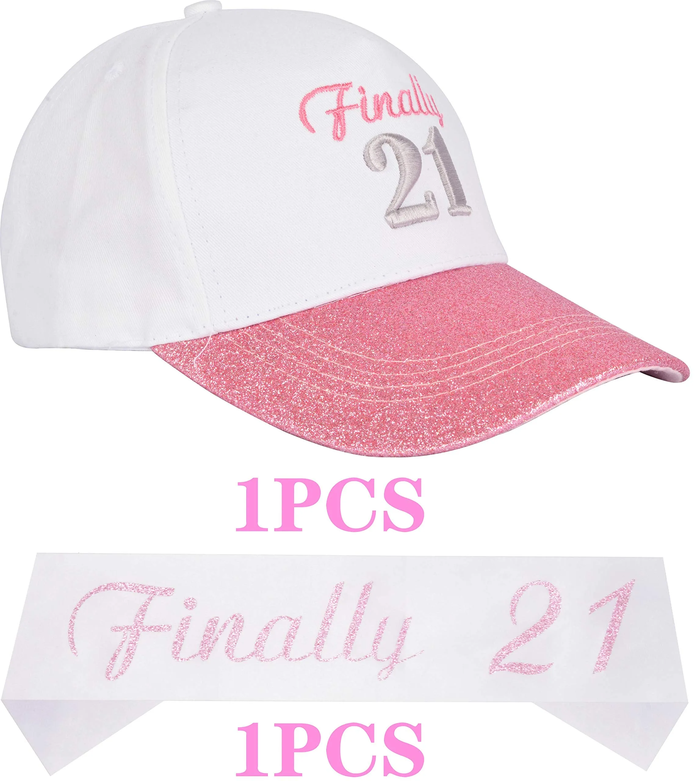 21st Birthday Gifts for Women, 21 Birthday Hat Pink, 21 Birthday Sash,21st Birthday