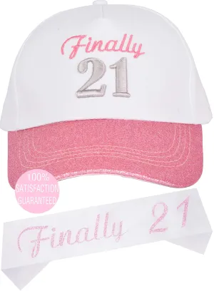 21st Birthday Gifts for Women, 21 Birthday Hat Pink, 21 Birthday Sash,21st Birthday