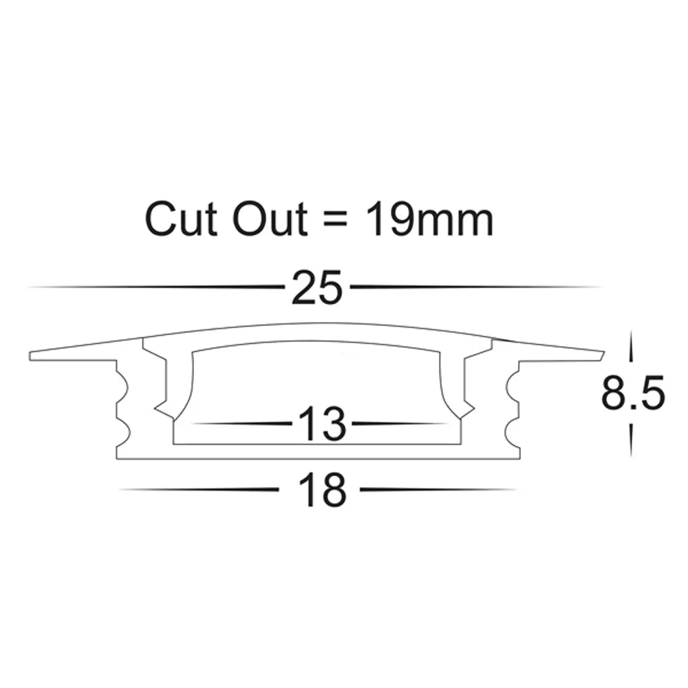 25mm x 9mm Silver Winged Square Aluminium LED Profile Havit Lighting - HV9695-2507