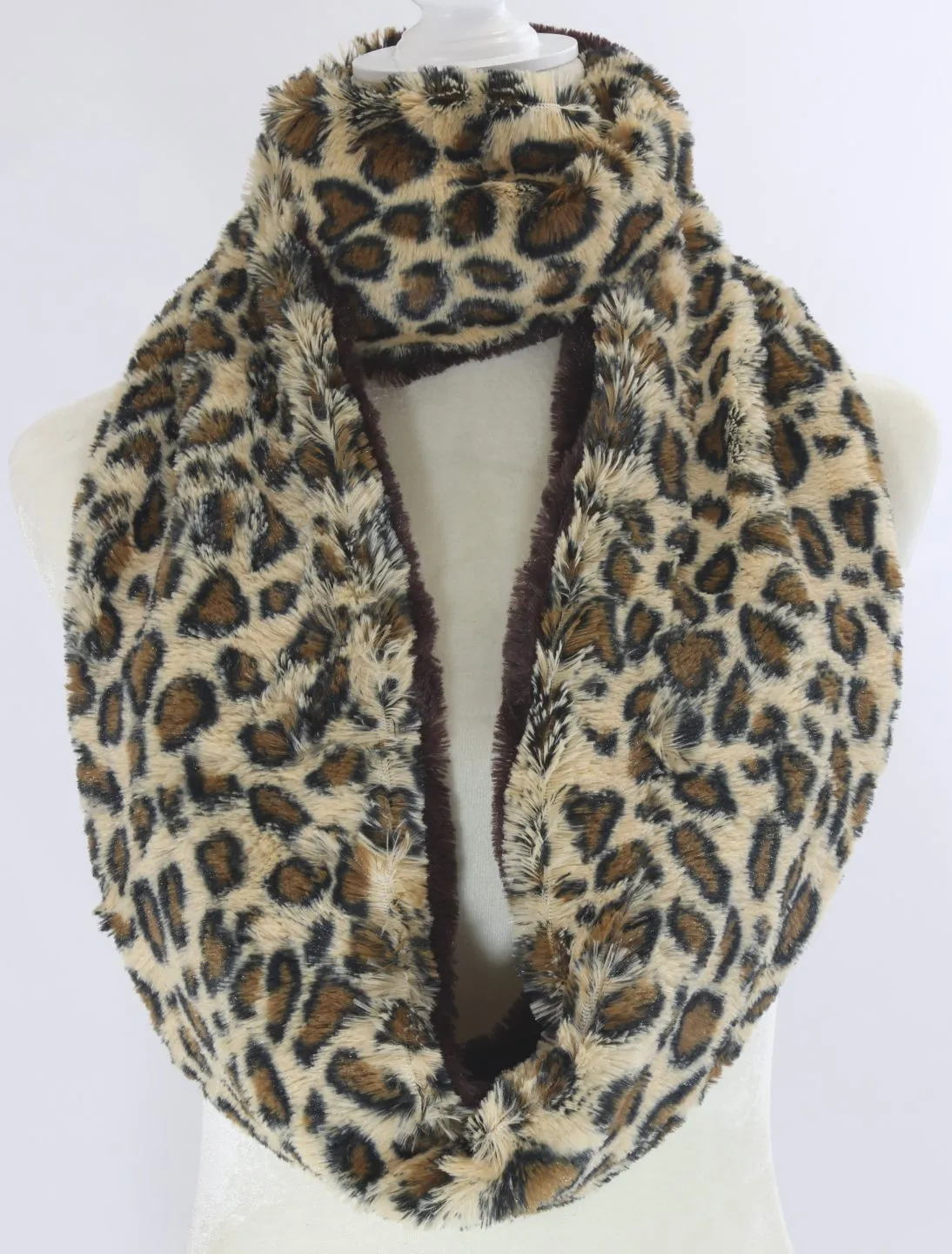 Animal print fur infinity scarf