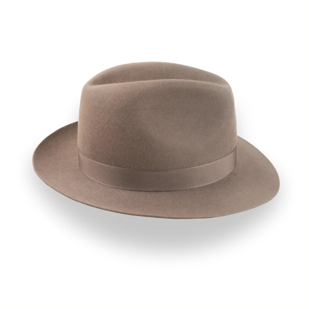 Artisanal Taupe Brown Fedora Hat with Center-Dent Crown | The Fortis