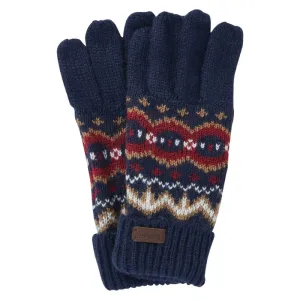 Barbour Case Fairisle Mens Gloves - Cranberry