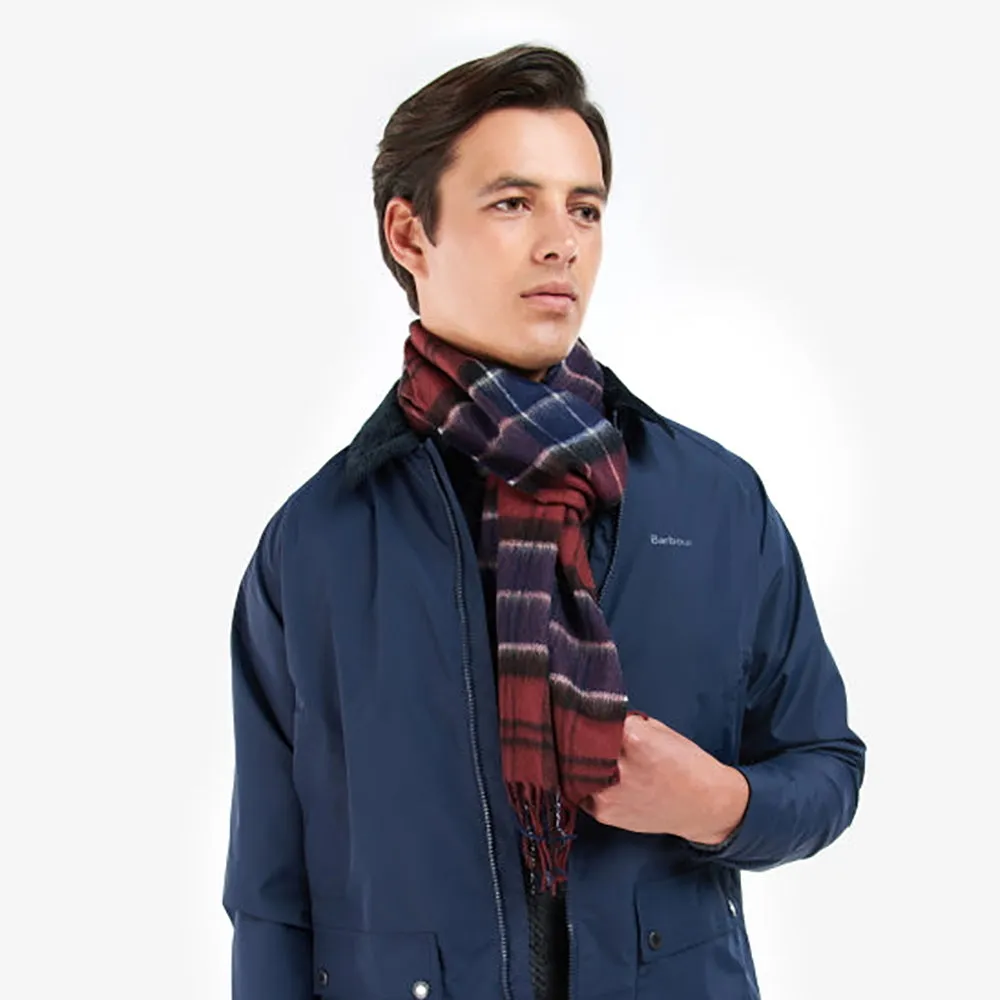 Barbour Merino Wool and Cashmere Tartan Scarf in Cordovan