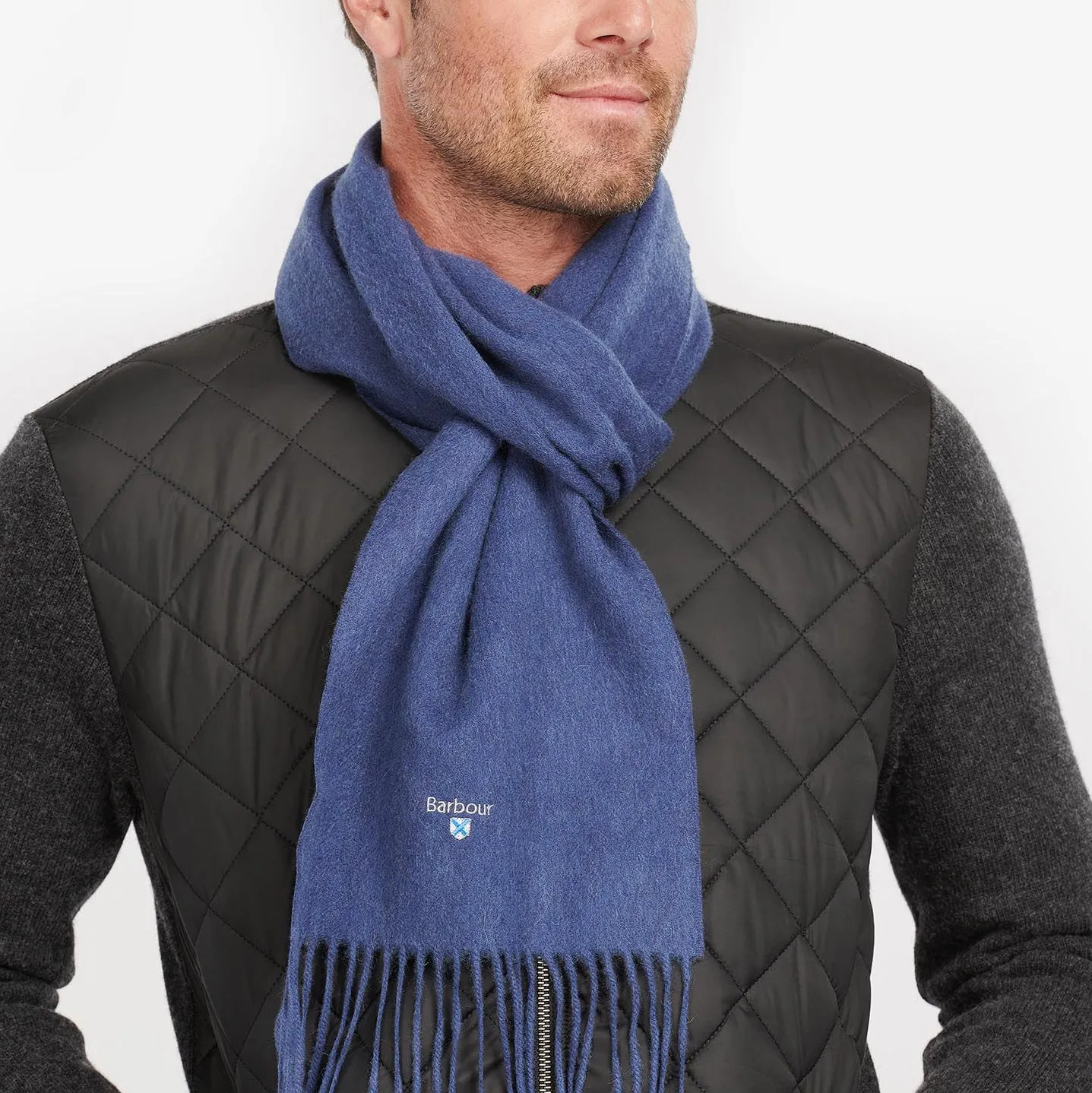 Barbour Plain Lambswool Scarf in Navy