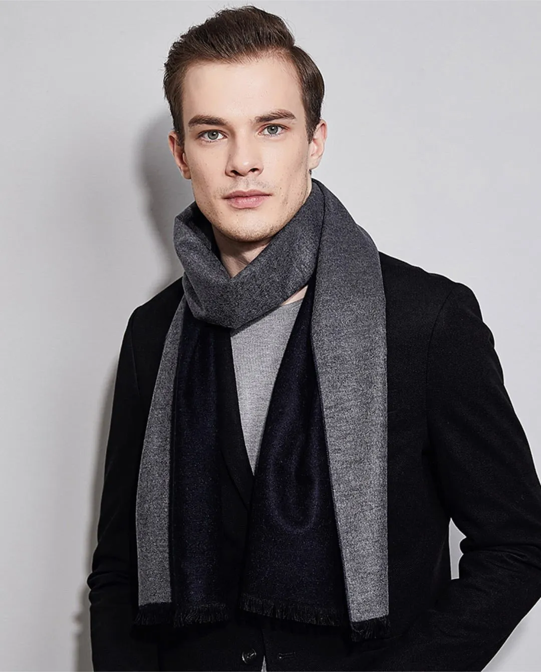 Black Grey Eco Scarf - Softer than Cashmere 100% Silk