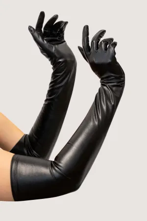 Black Vegan Leather Gloves