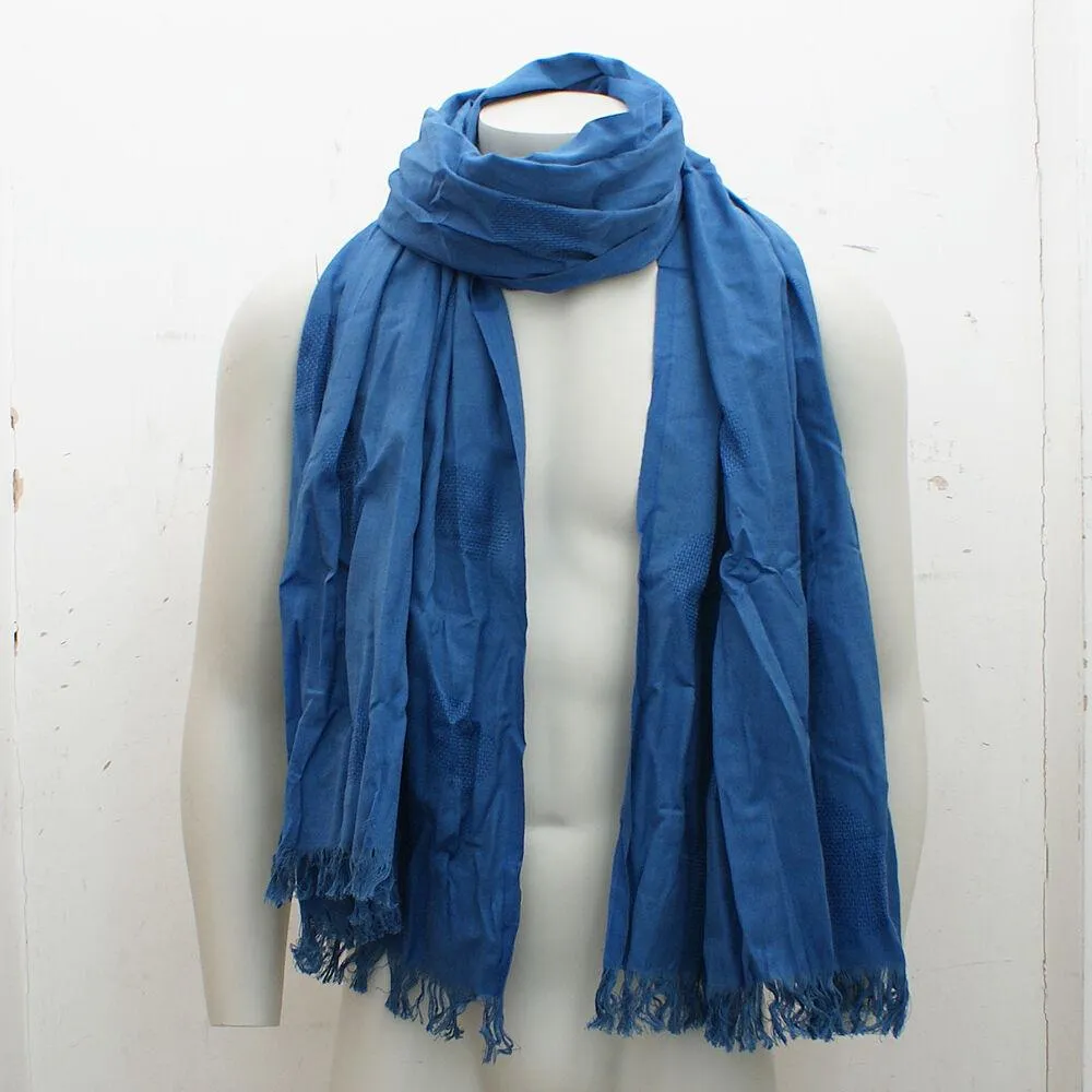 Blue Scarf with Spot Embroidery