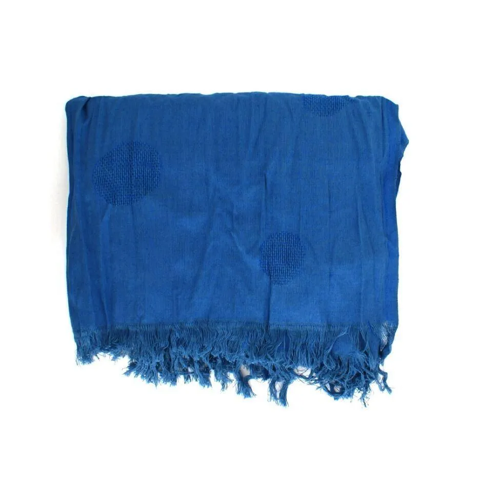 Blue Scarf with Spot Embroidery