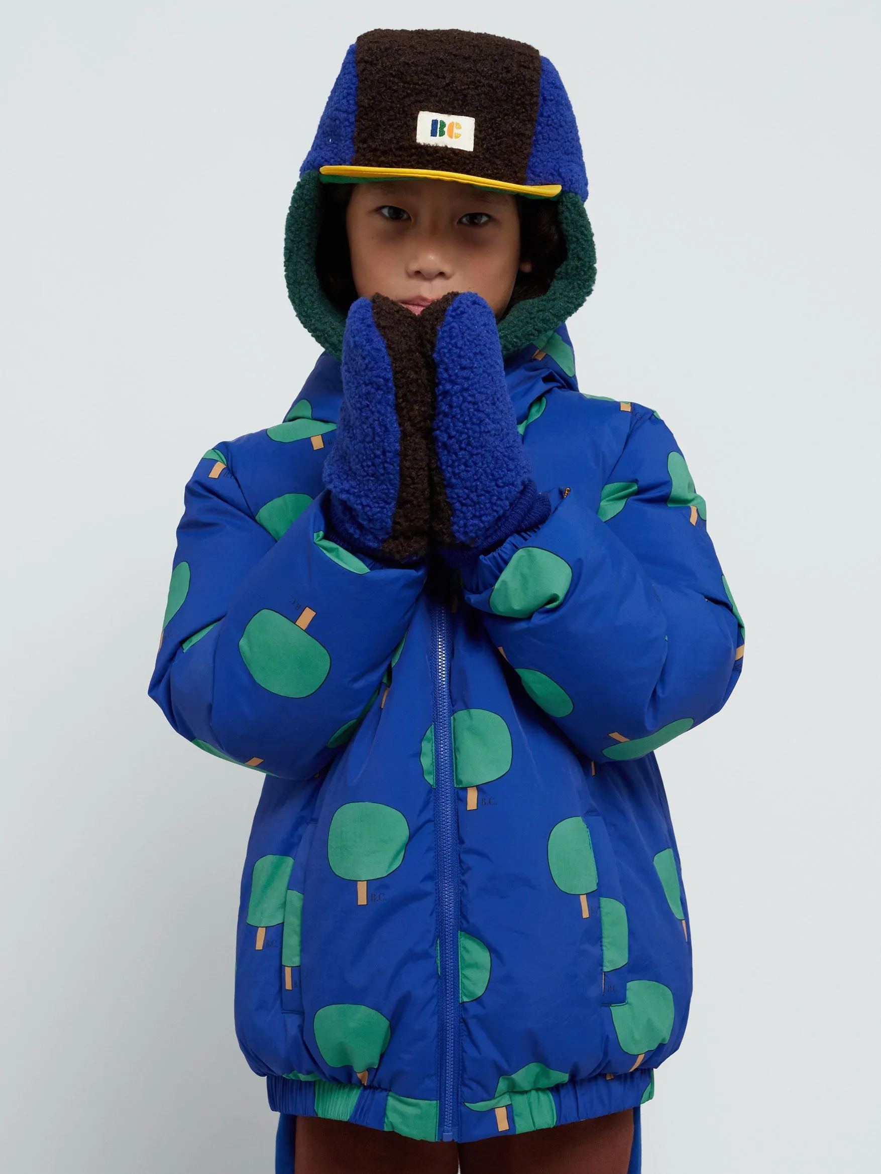 Bobo Choses color block sheepskin blue gloves