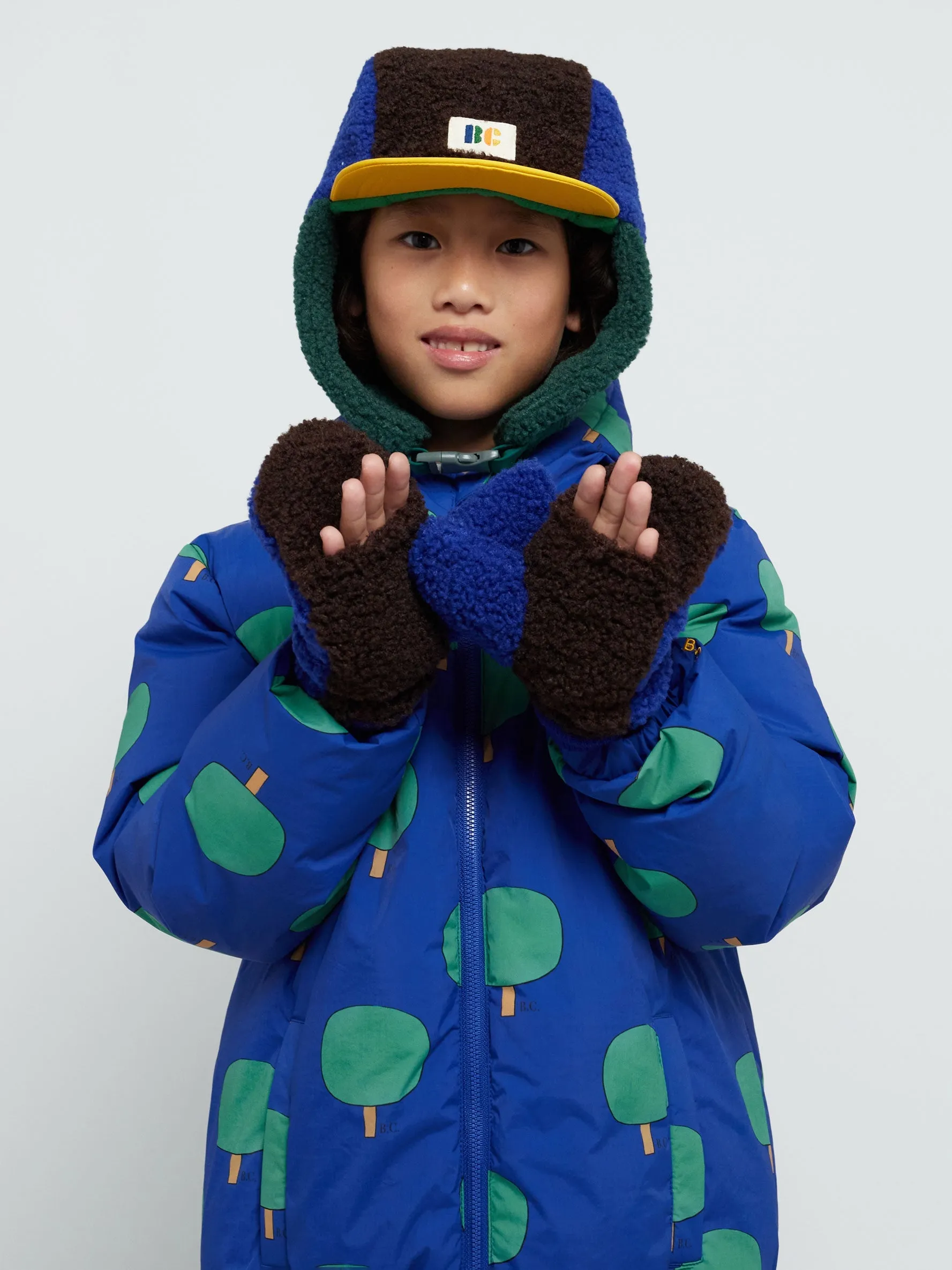 Bobo Choses color block sheepskin blue gloves