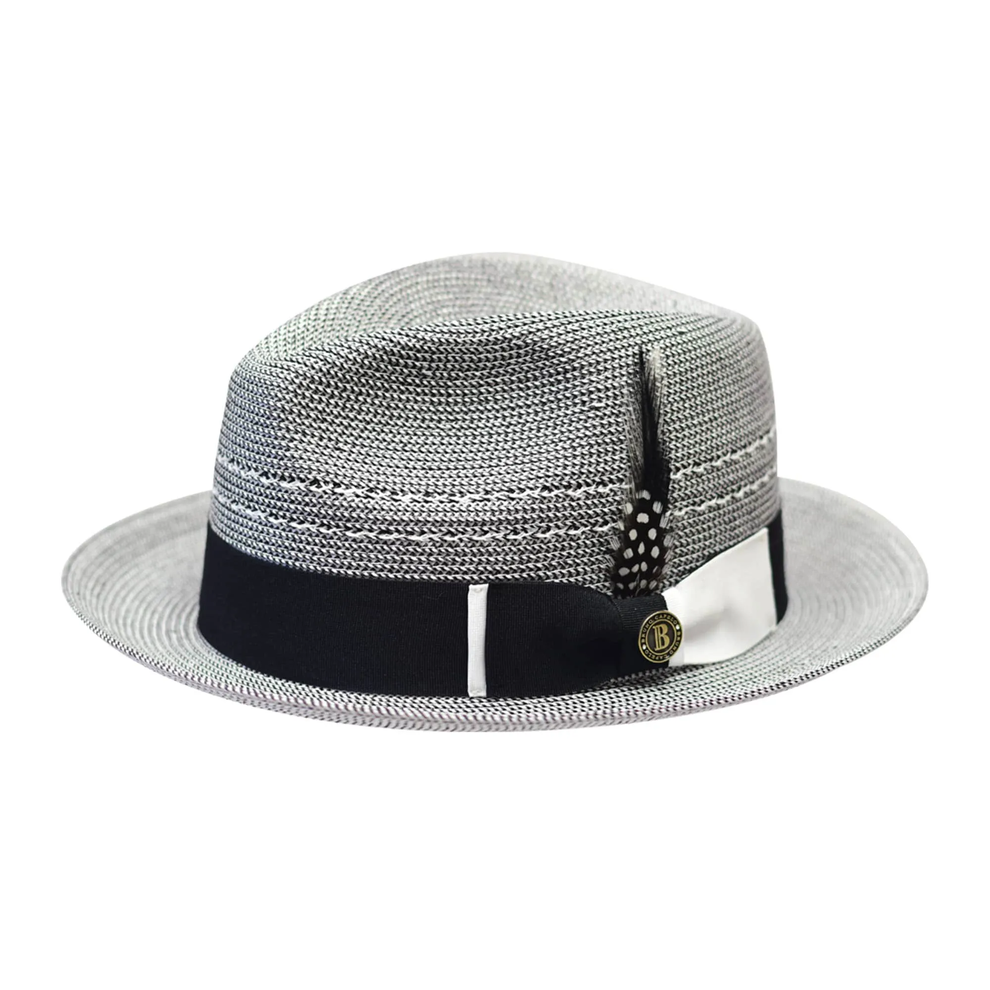 Bruno Capelo Ricardo 2-Tone Straw Fedora Hat Snap Brim