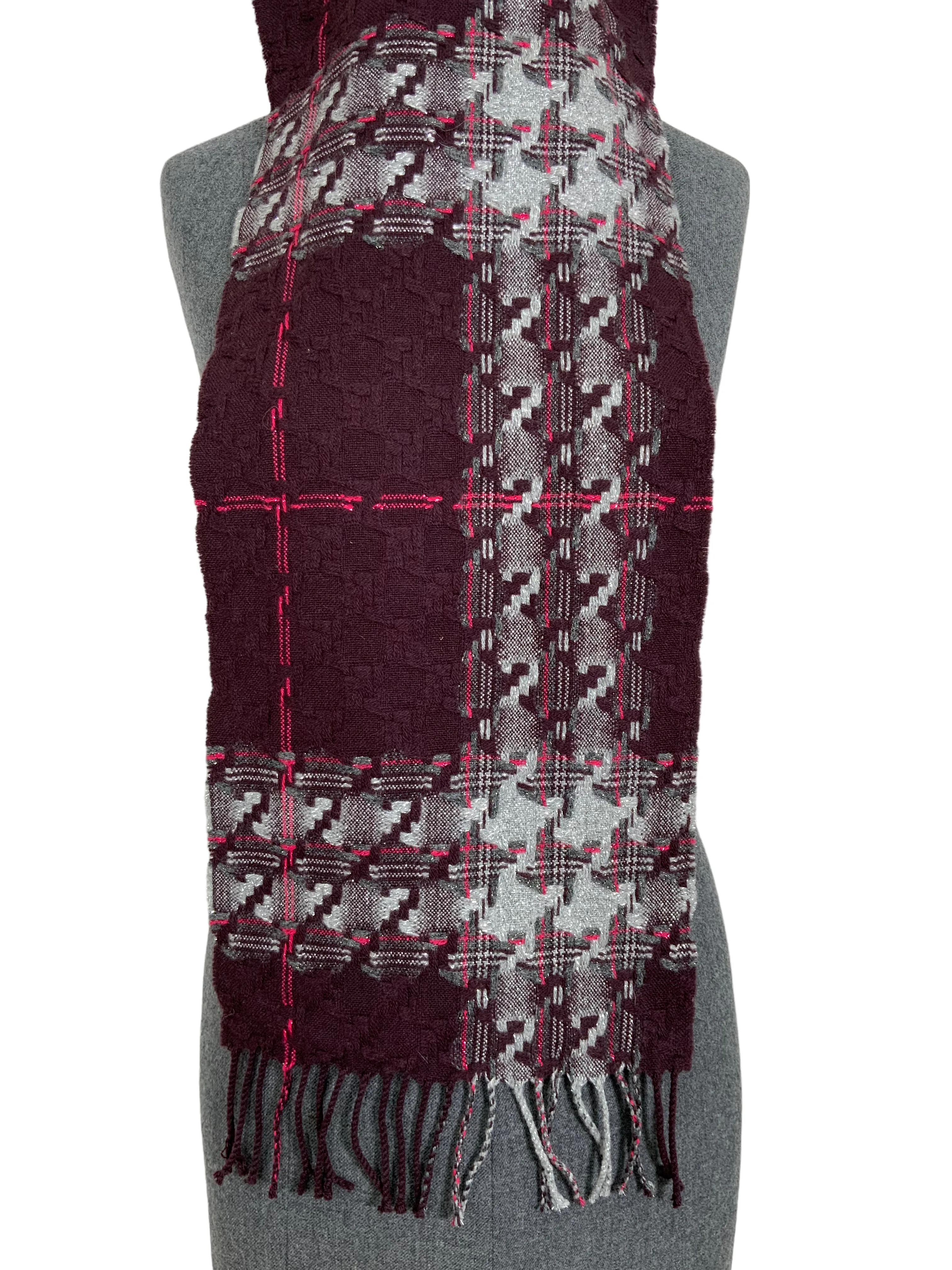 Burberry Checkered Plaid Wool Scarf