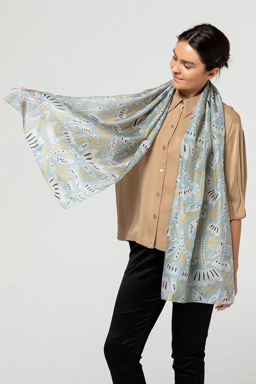 Bush Daisy Silk Scarf - Lake