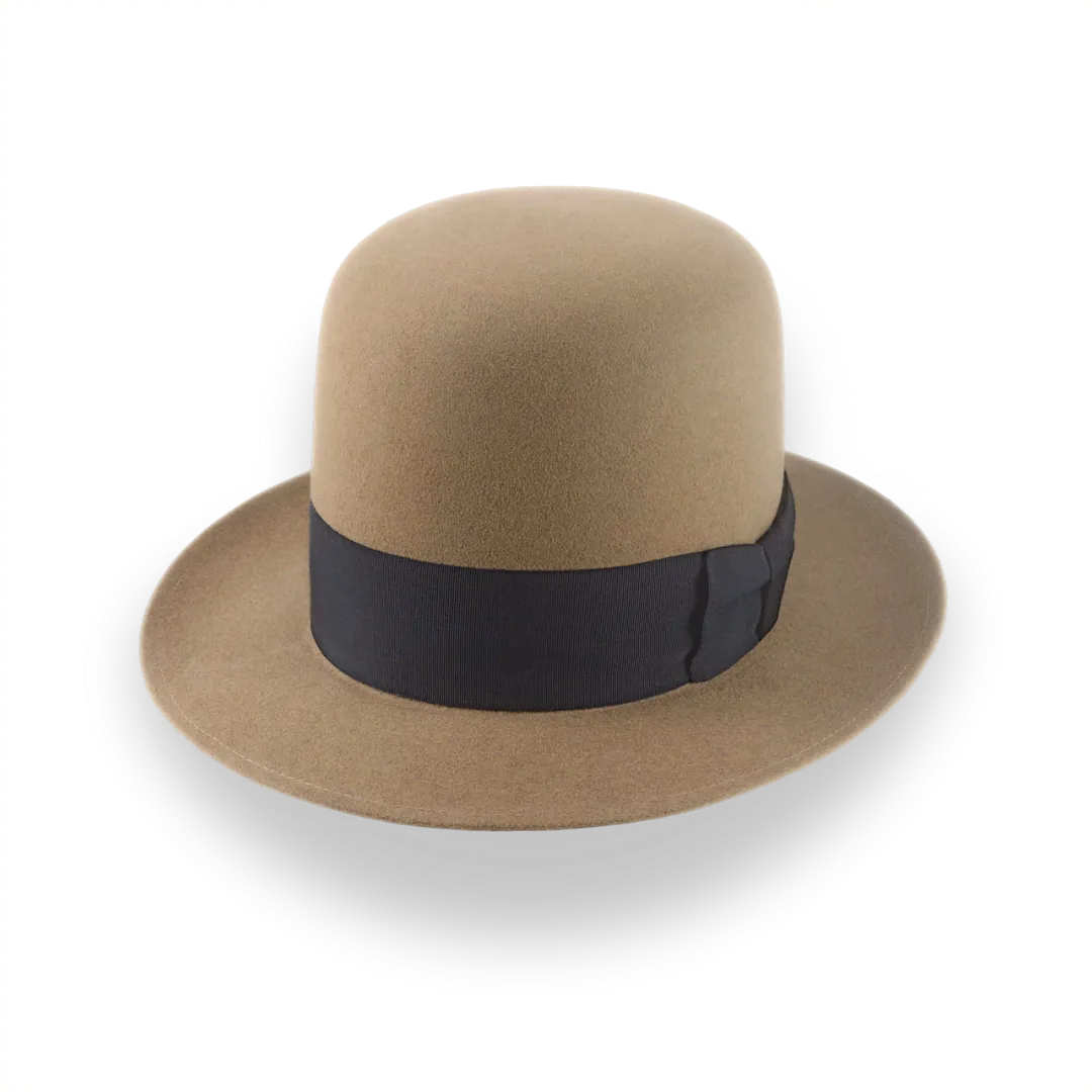 Camel Open Crown Fedora Hat in Malleable Beaver Fur Felt | The Benedict