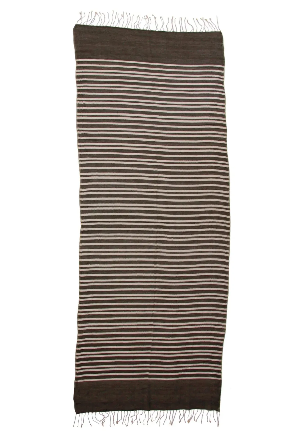 Camille Striped Lightweight Printed Scarf With Fringe