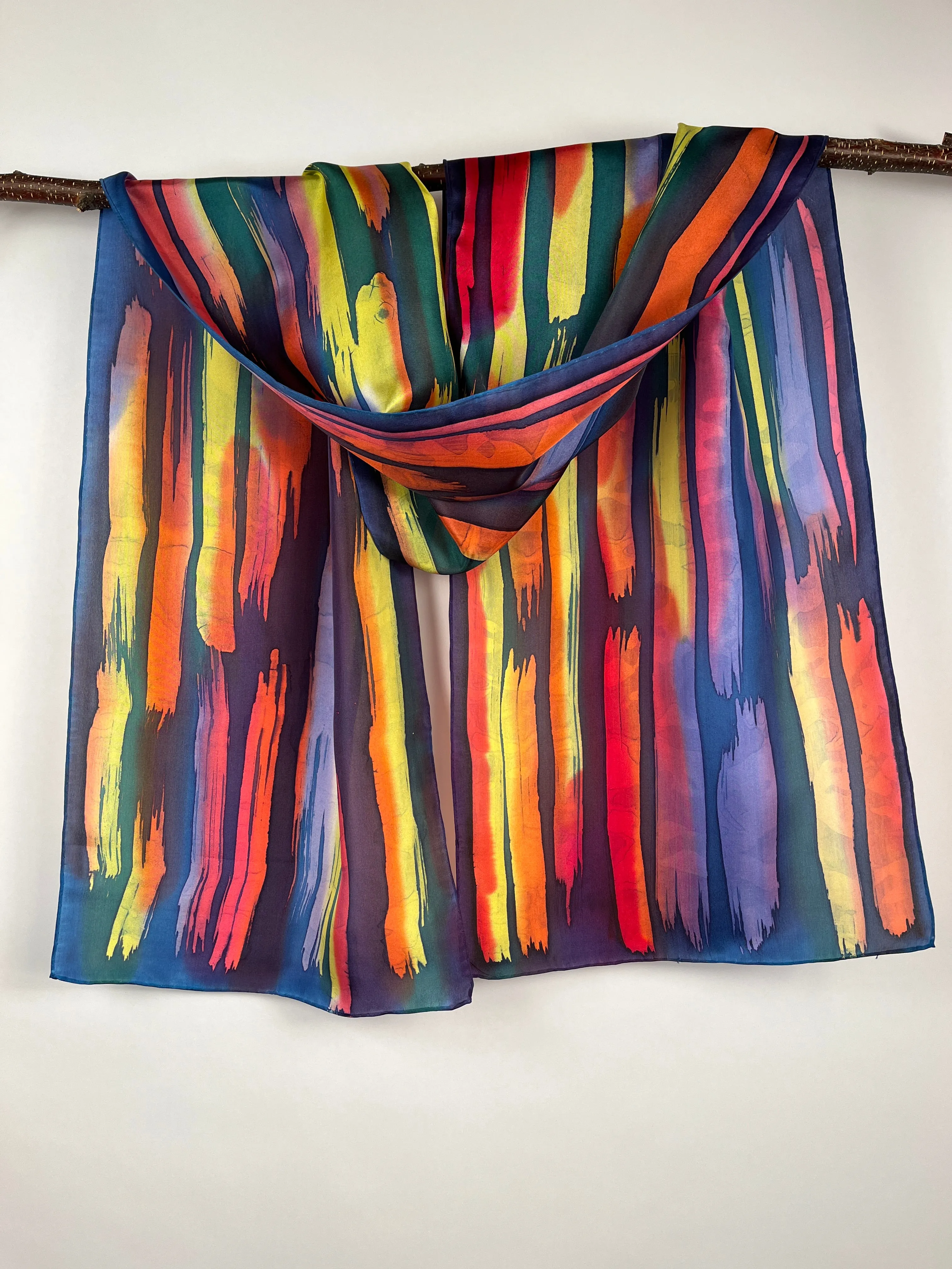 “Canyon Sunset” - Hand-dyed Silk Scarf - $125