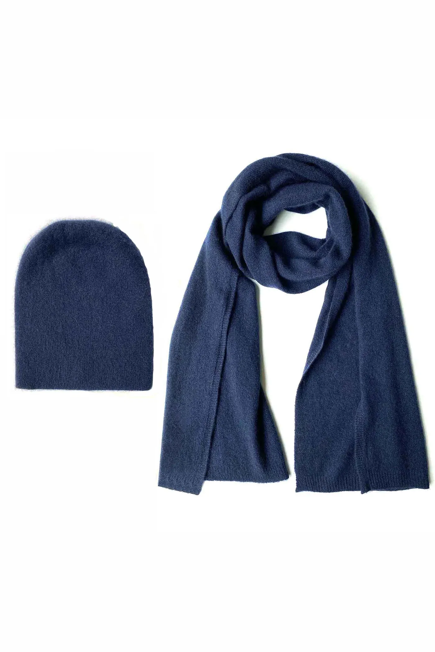 Cashmere hat and scarf set in navy