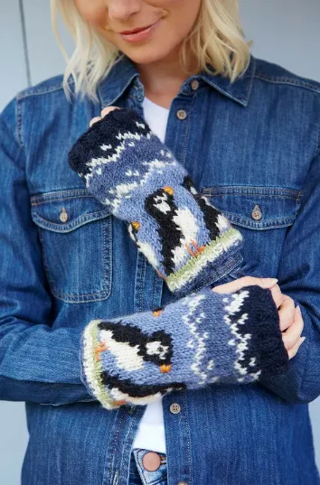 Circus of Puffins Wool Handwarmers