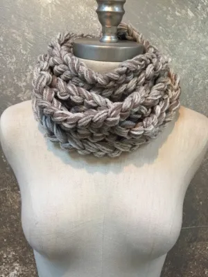 Crochet Strand Cowl Scarf Sand Multi