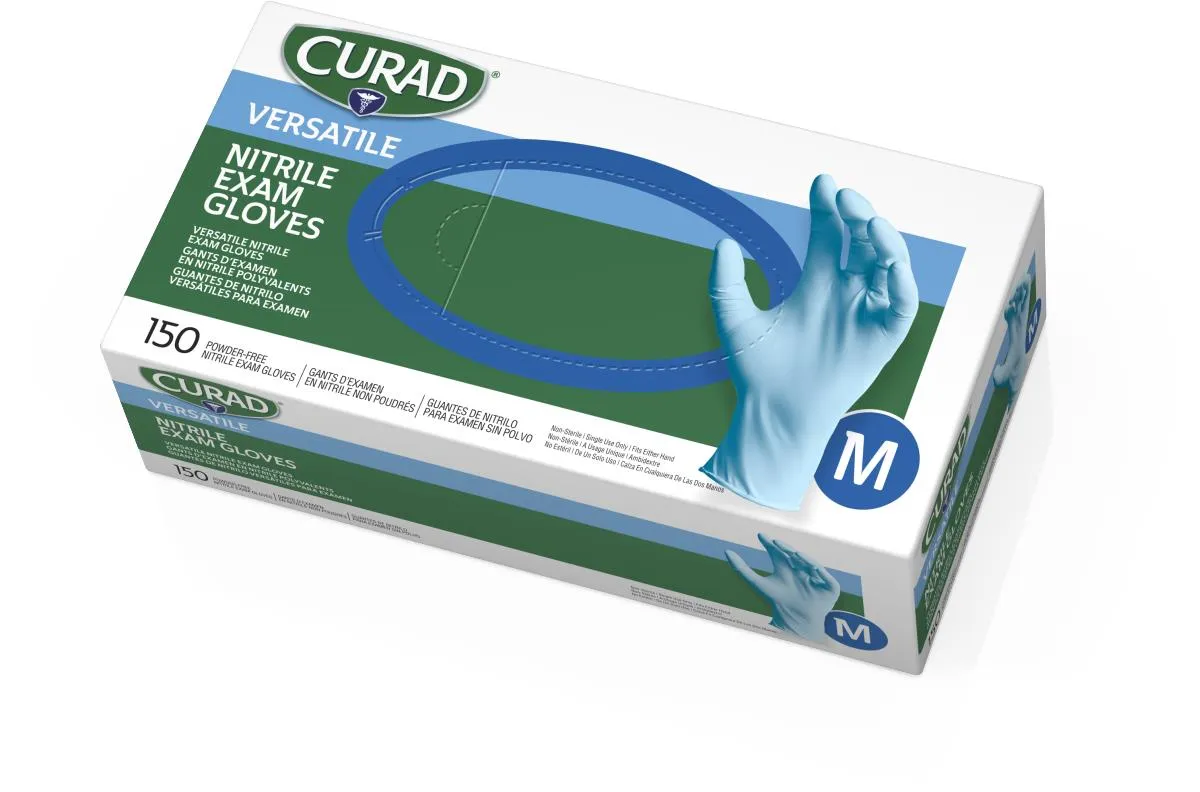 CURAD Textured Nitrile Exam Gloves, Medium (case of 1500)