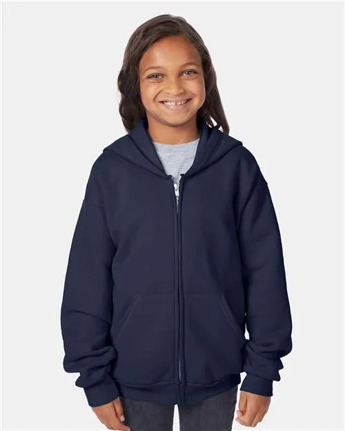 Custom Embroidered - Hanes - EcoSmart® Youth Full-Zip Hooded Sweatshirt - P480