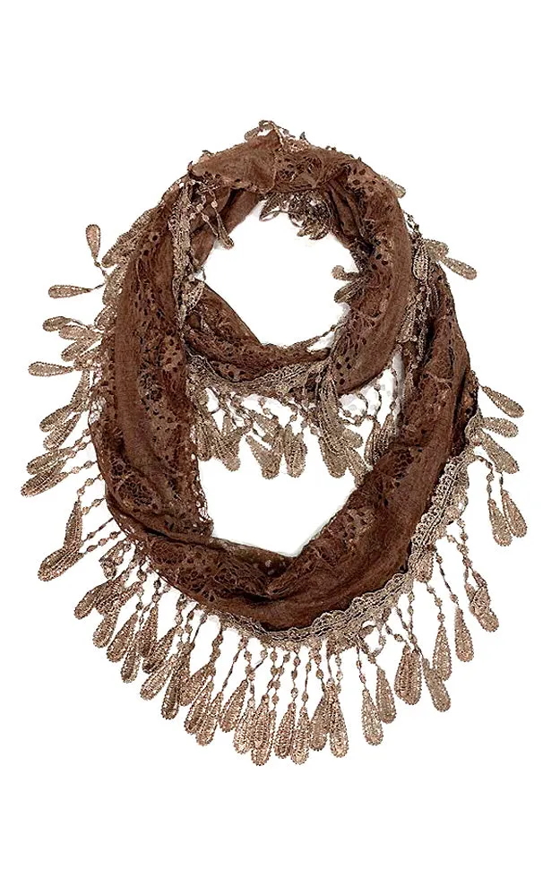 DBH25 Soft Tassel Lace Infinity Scarf