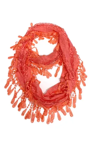 DBH25 Soft Tassel Lace Infinity Scarf