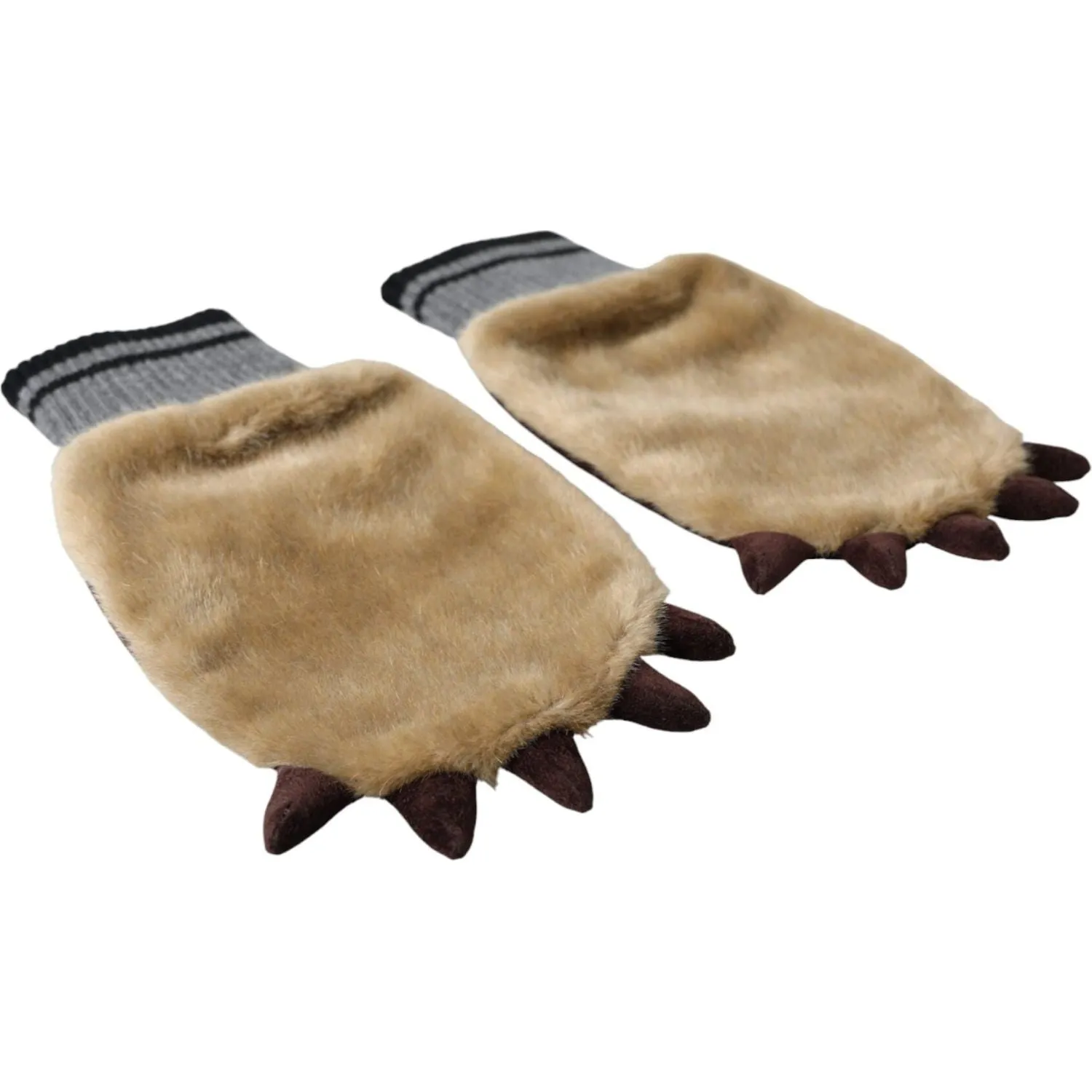 Dolce & Gabbana Beige Acrylic Knitted Fur Wrist Mitten Gloves