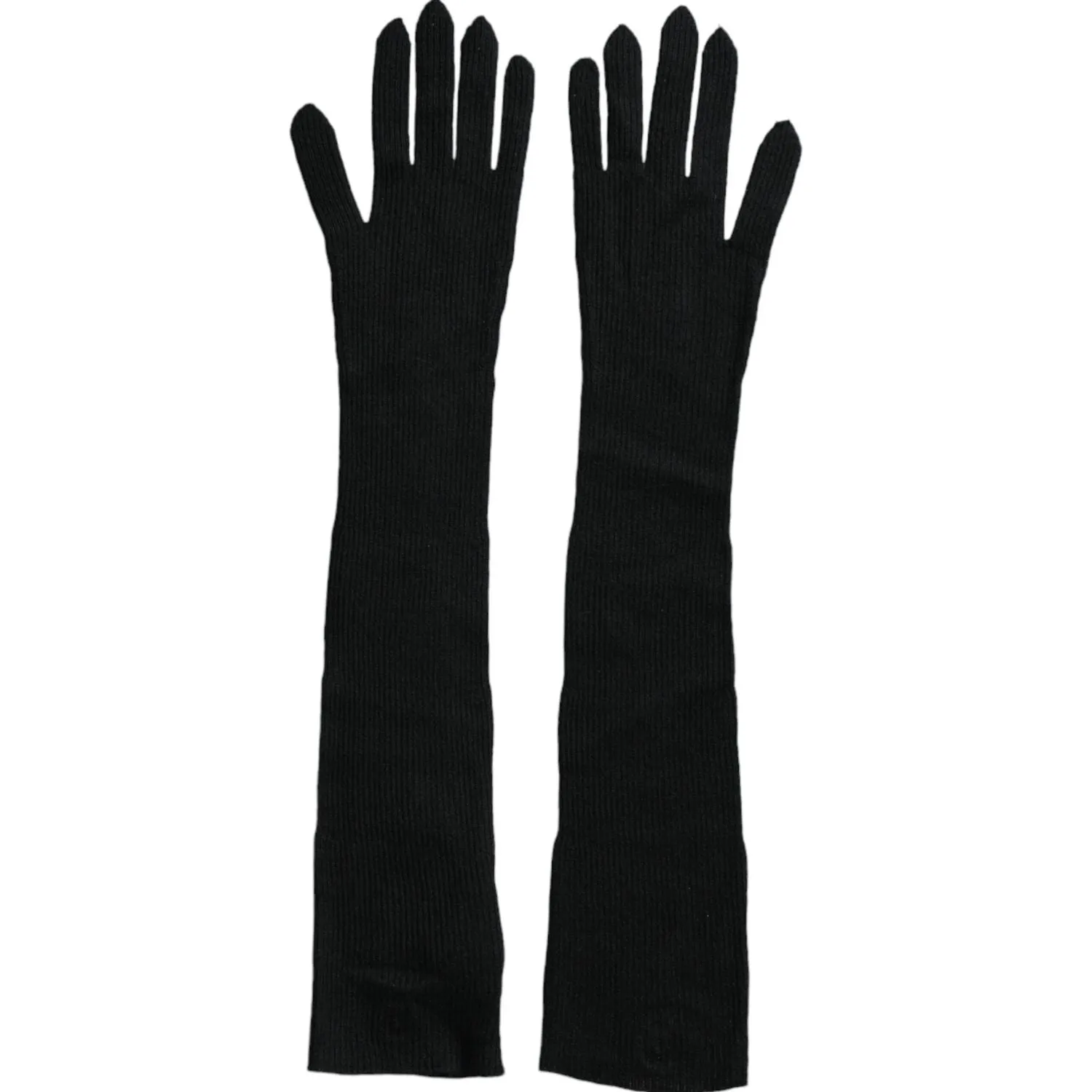 Dolce & Gabbana Black Cashmere Knitted Elbow Length Gloves