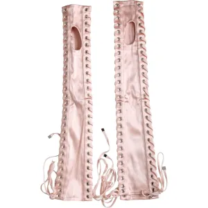 Dolce & Gabbana Pink Acetate Lace Up Fingerless Gloves