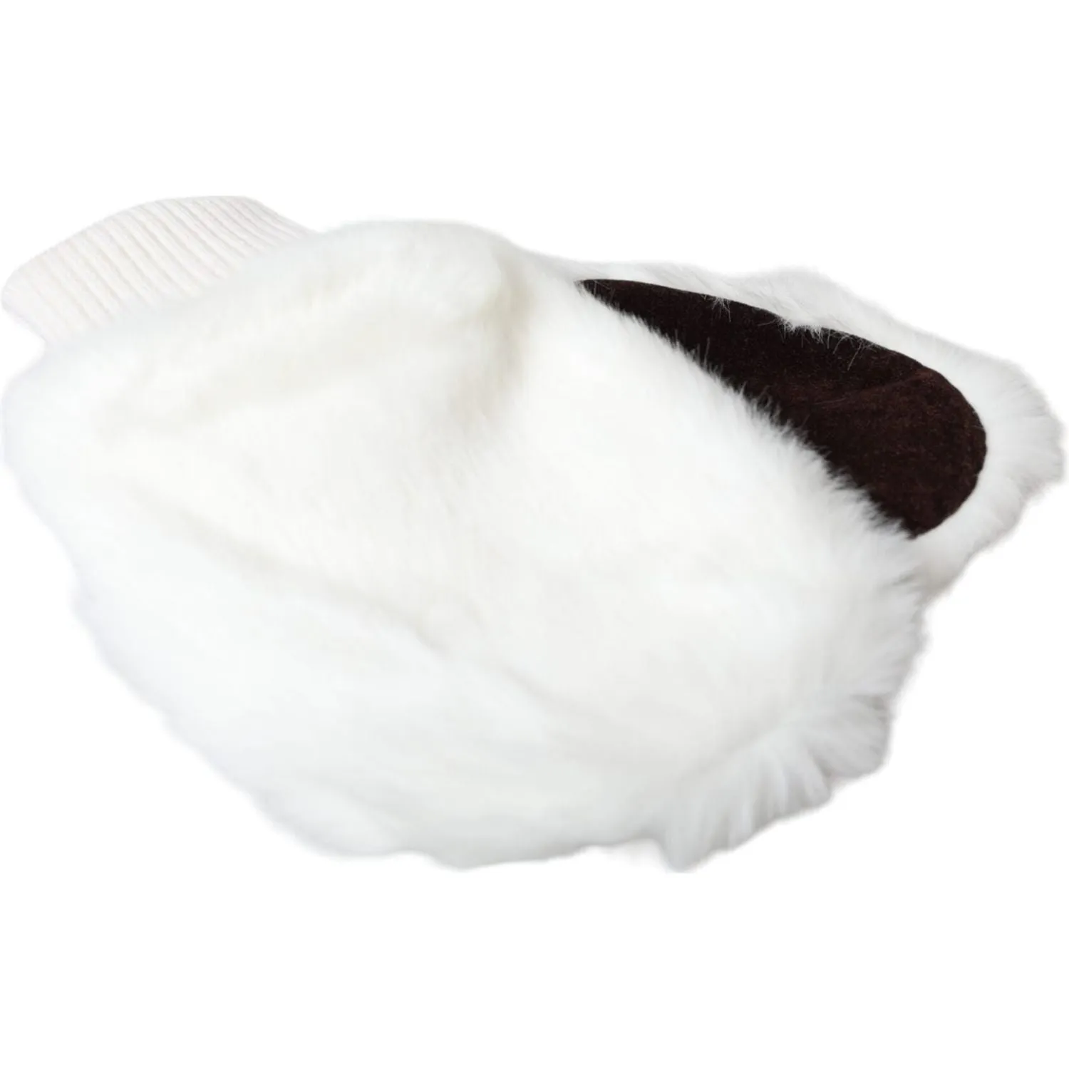 Dolce & Gabbana White Acrylic Knitted Fur Wrist Mitten Gloves