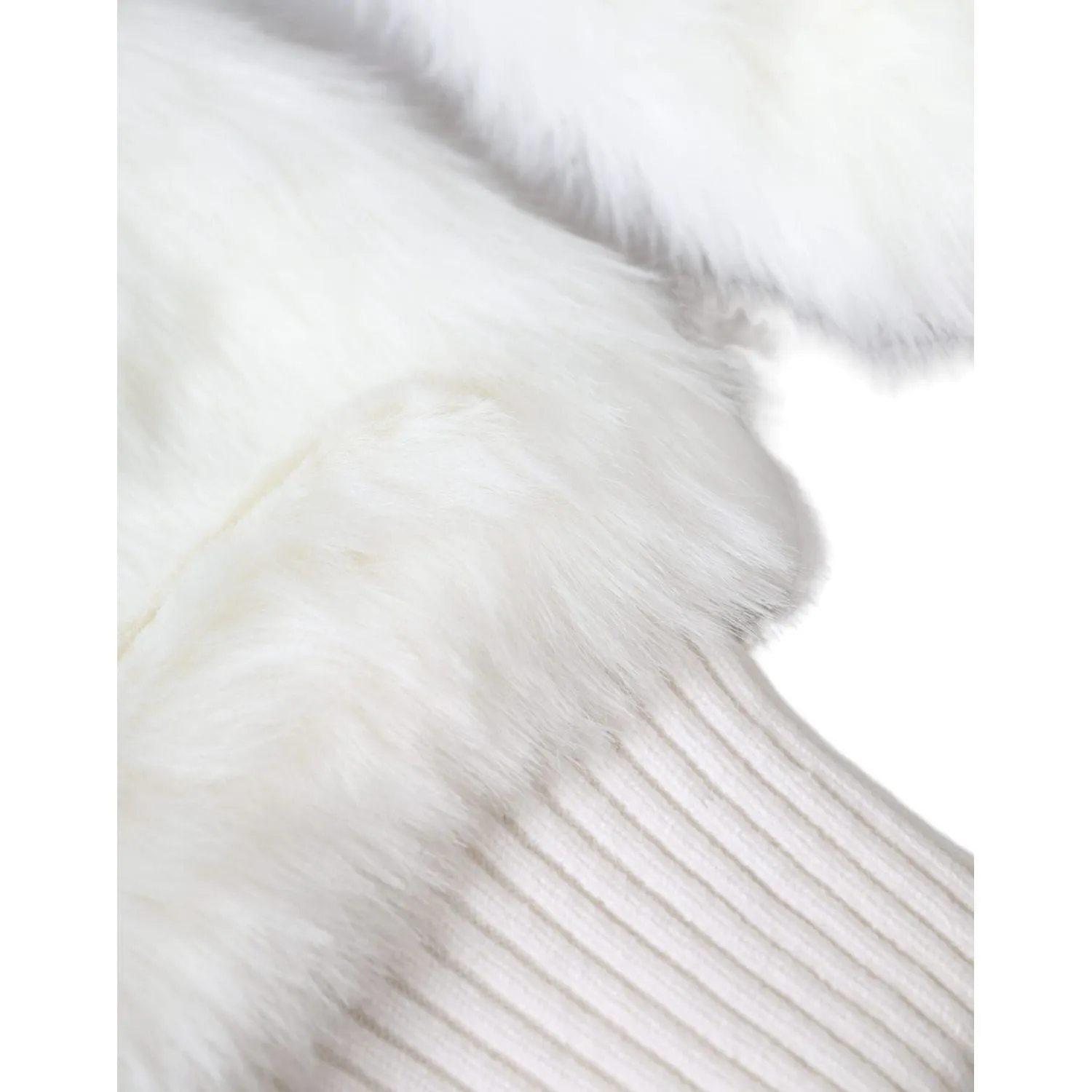 Dolce & Gabbana White Acrylic Knitted Fur Wrist Mitten Gloves