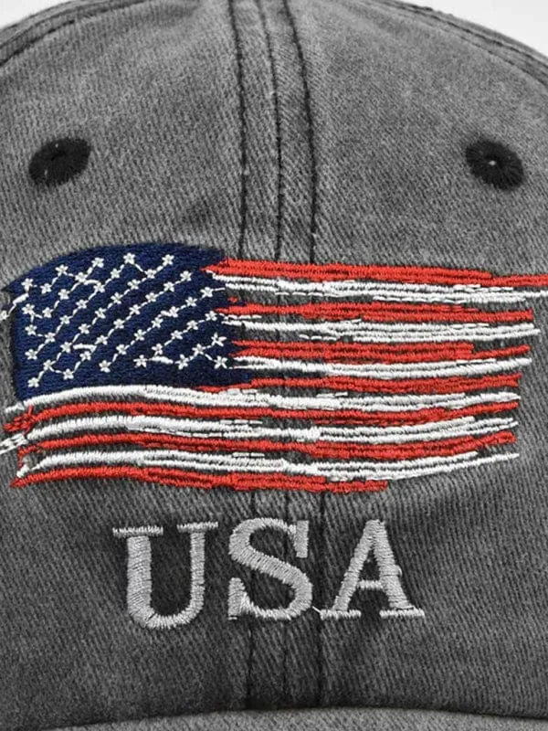 Embroidered USA Flag Unisex Peaked Baseball Cap