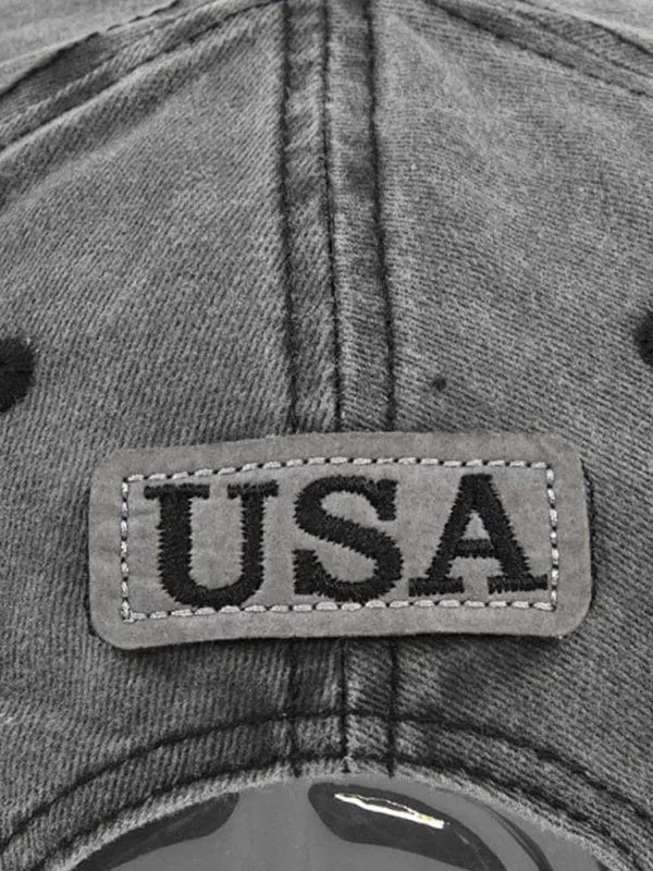 Embroidered USA Flag Unisex Peaked Baseball Cap