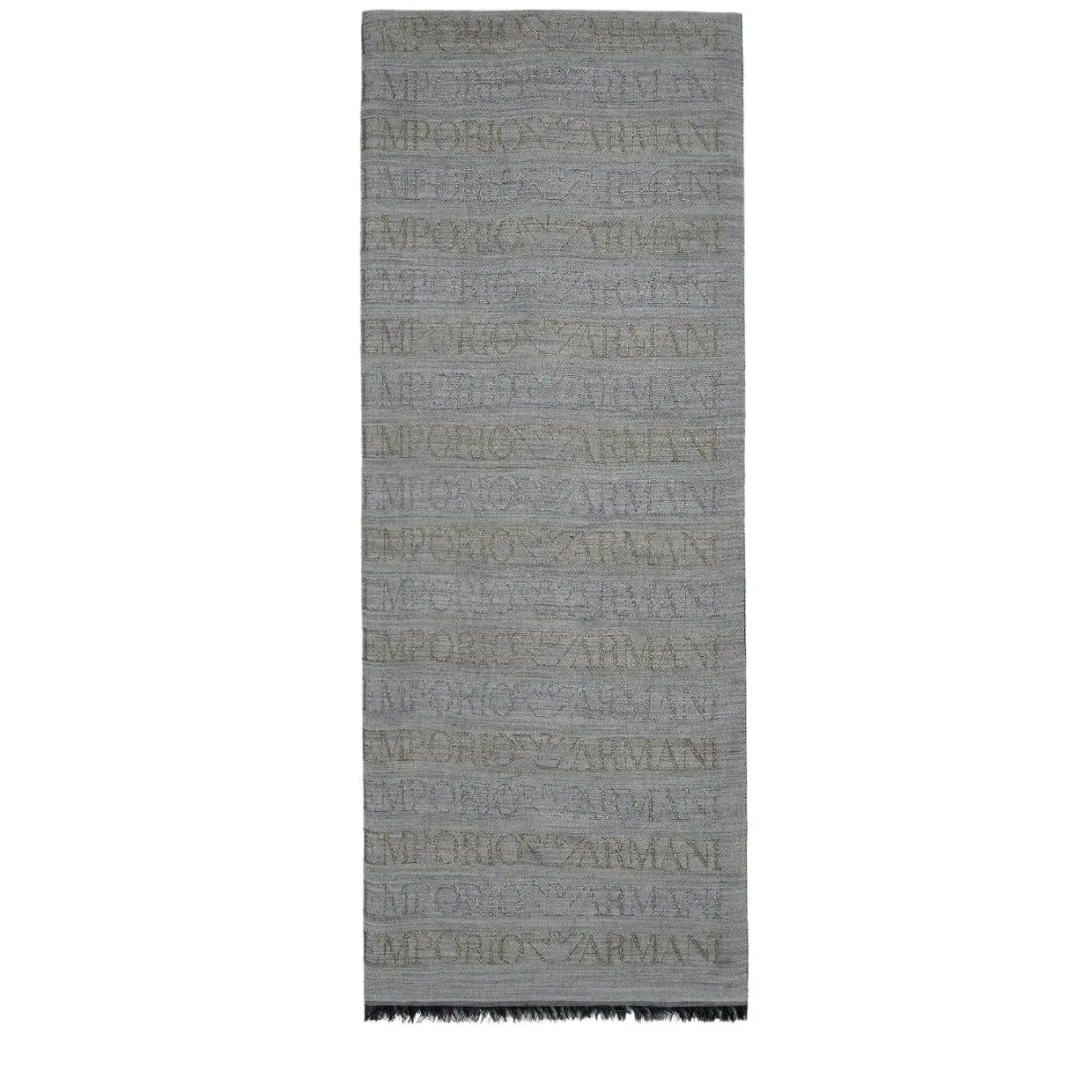 Emporio Armani All-Over Jacquard Lurex Logo Grey Scarf