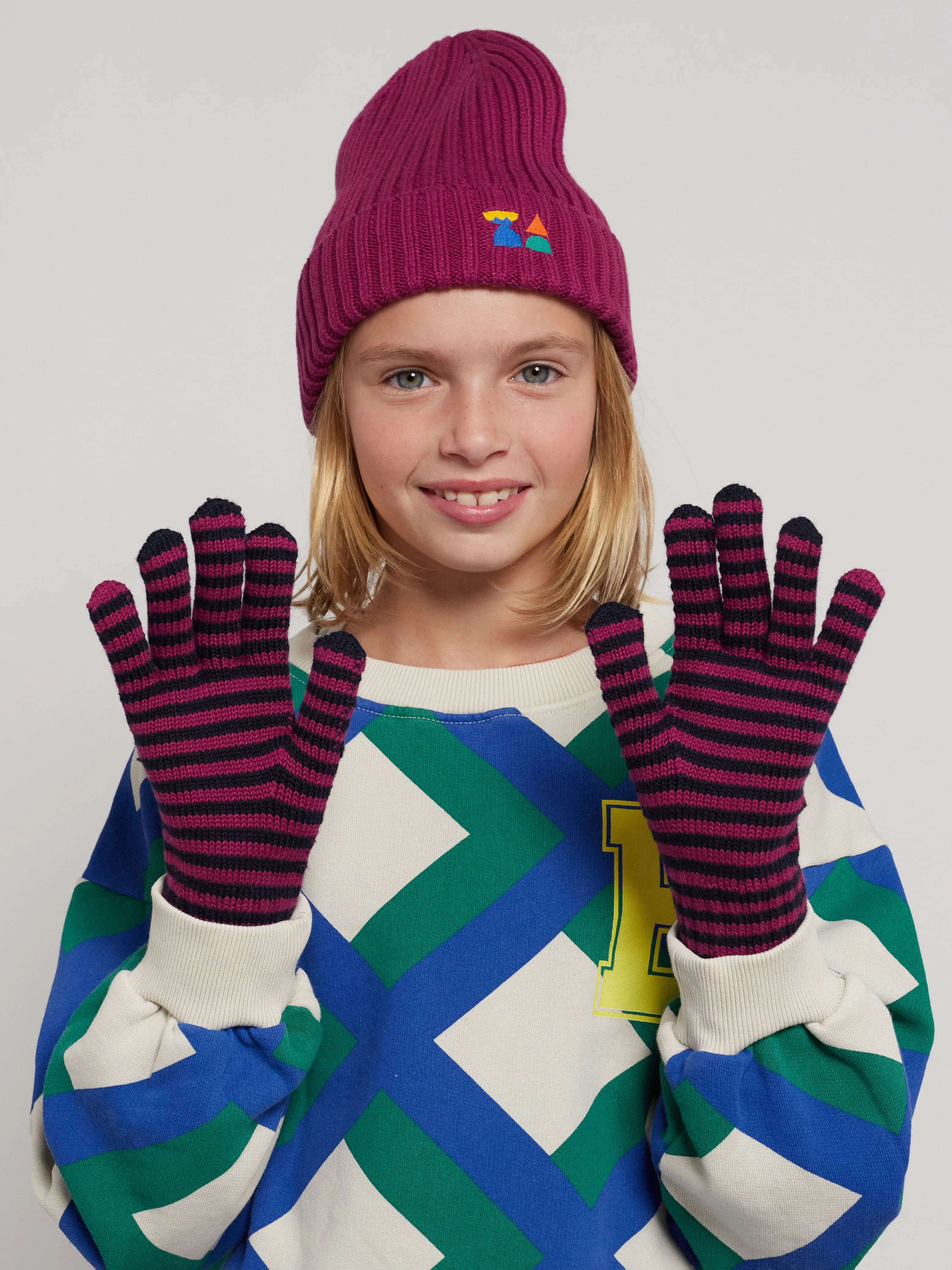 Funny Friends Striped Knitted Gloves