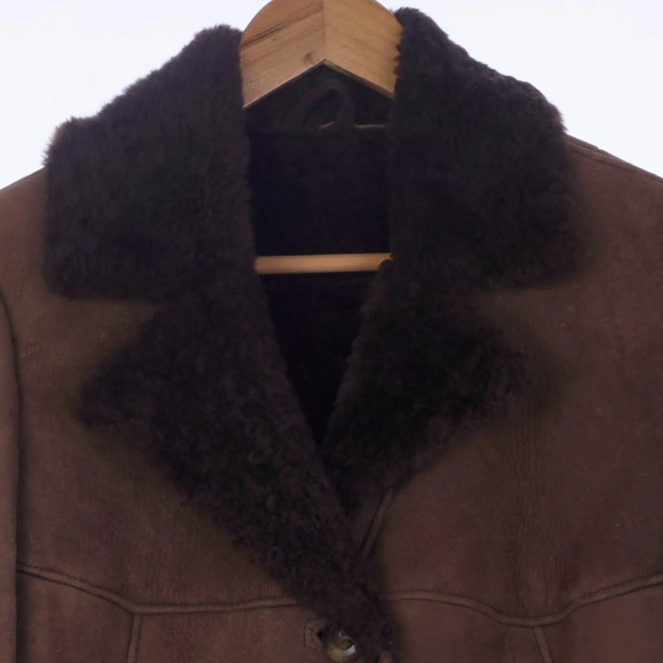 Genuine Sheepskin Long Sleeved Brown Coat UK Size 10