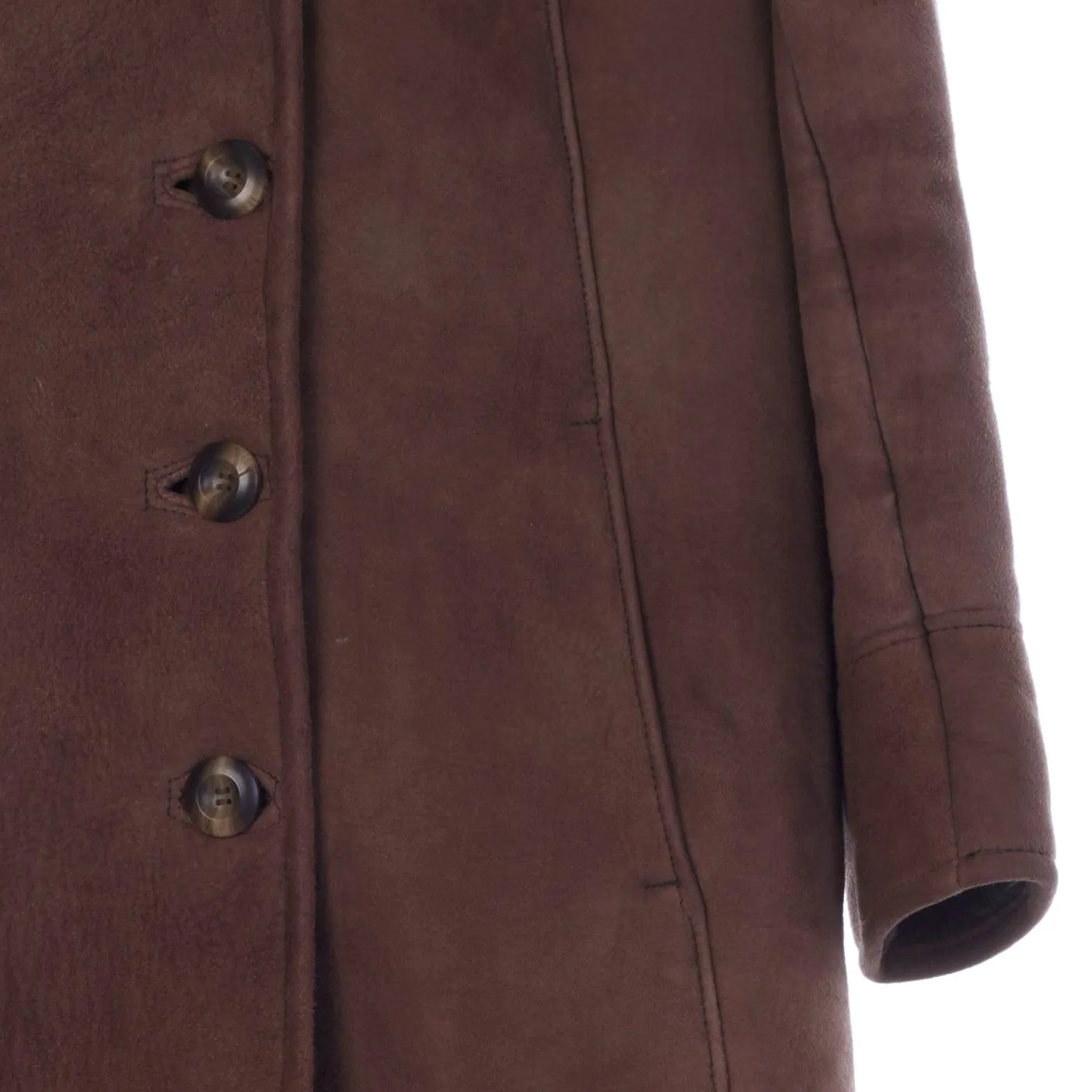 Genuine Sheepskin Long Sleeved Brown Coat UK Size 10