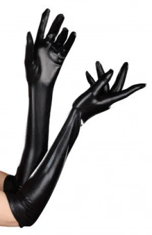 Gloves Dominique Wet Look - OS (Black)