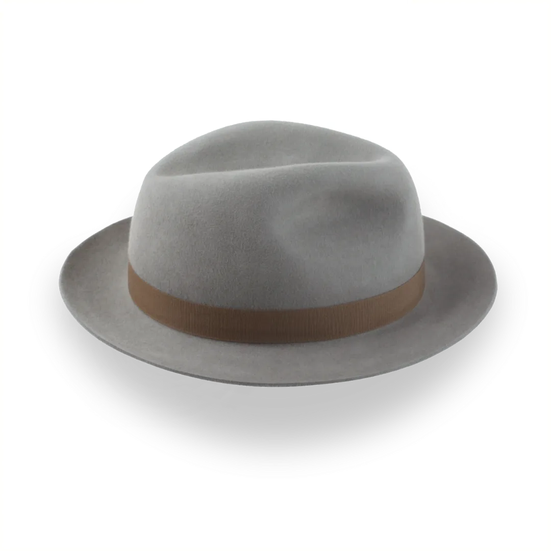 Grey Classic Center Dent Fedora Hat In Plush Fur Felt | The Icon