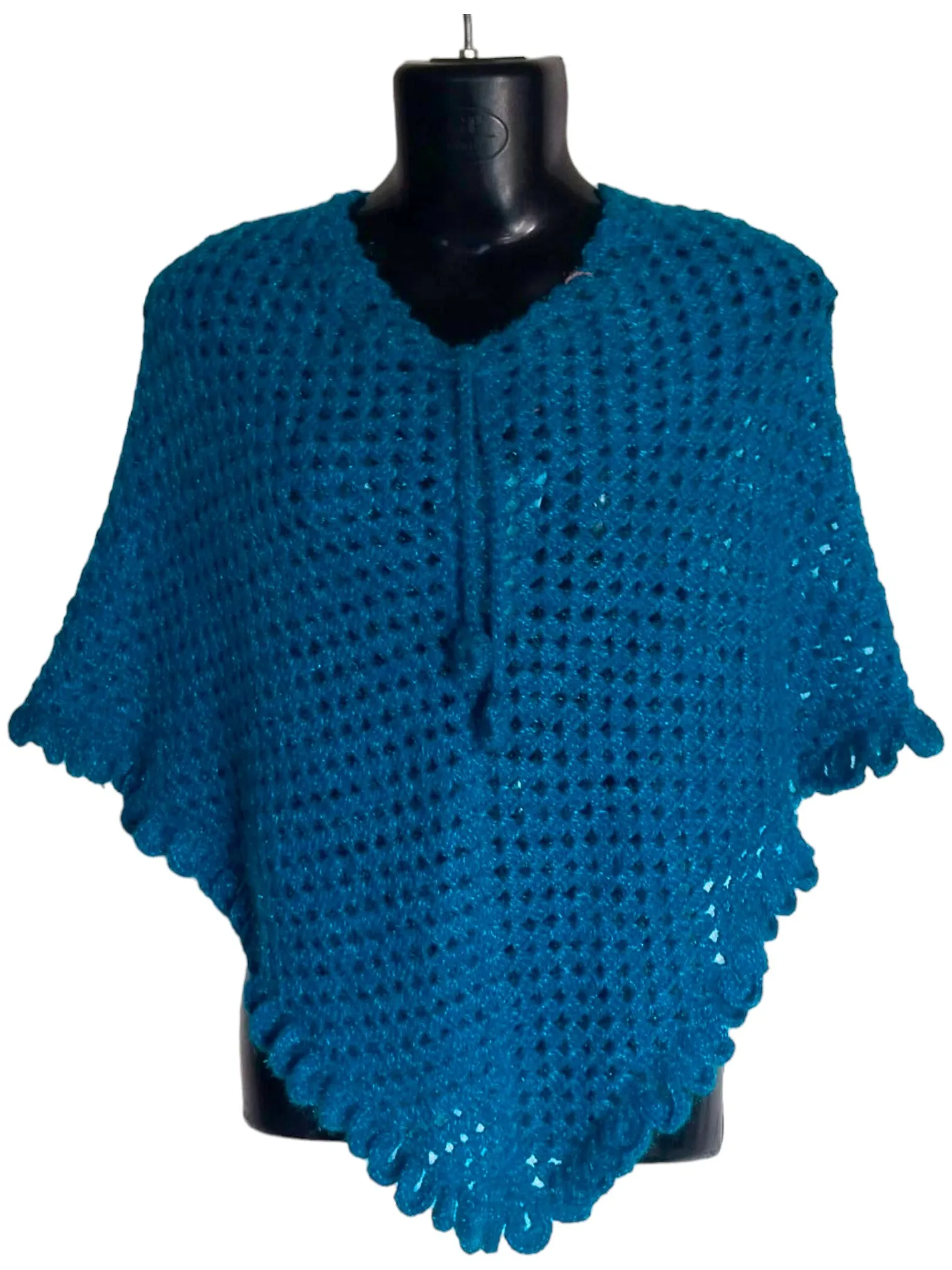 Handmade Graminarts Woolen Poncho For Women/Girls Free Size With Royal Blue Color