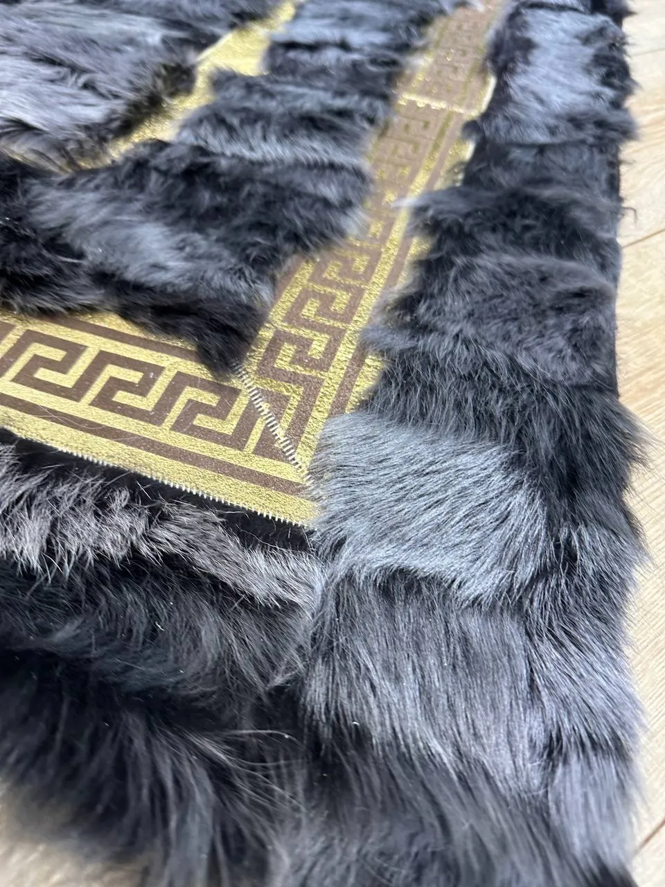 Handmade Natural Black Sheepskin Decor Office Rug,Leather Non Slip Rug