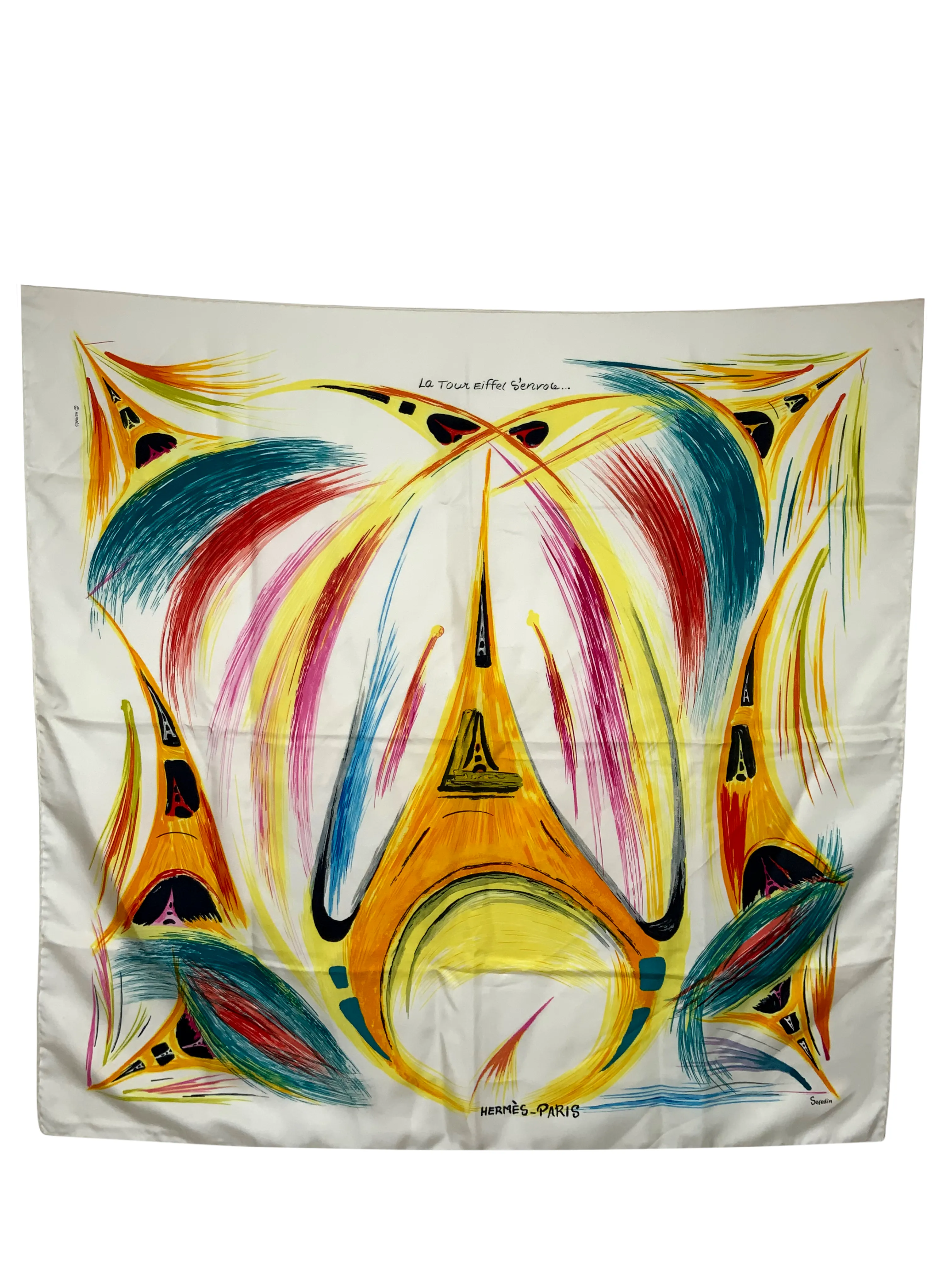 Hermes La Tour Eiffel S'envole Silk Scarf 90