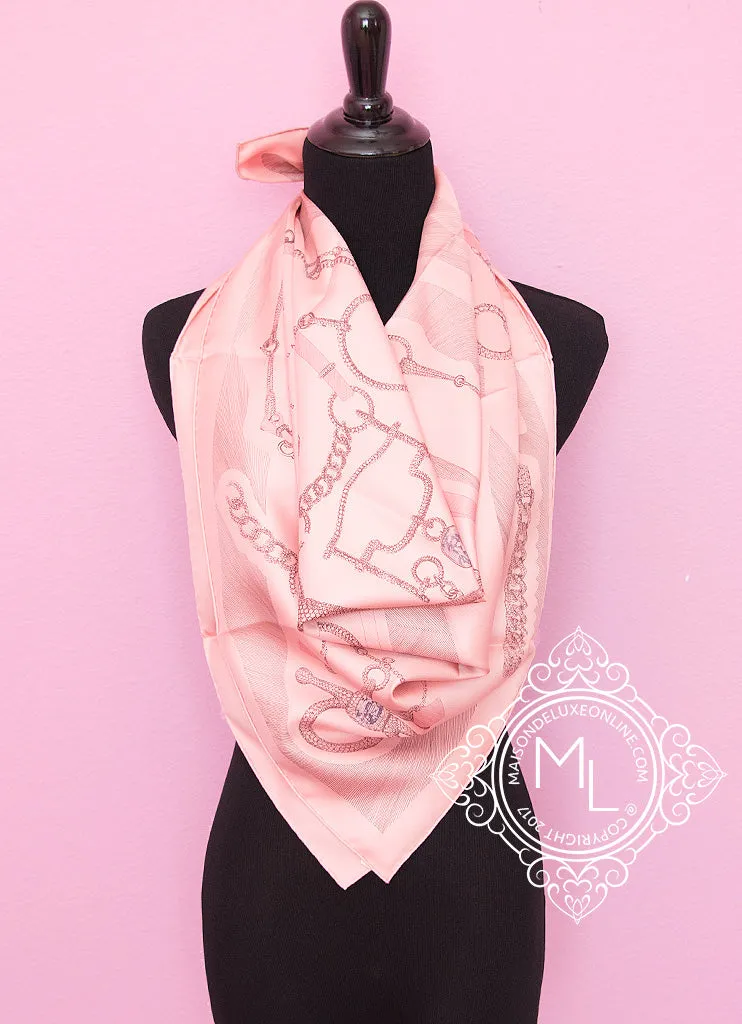 Hermes Pink Twill Silk 90 cm Etude pour une Parure de Gala Scarf