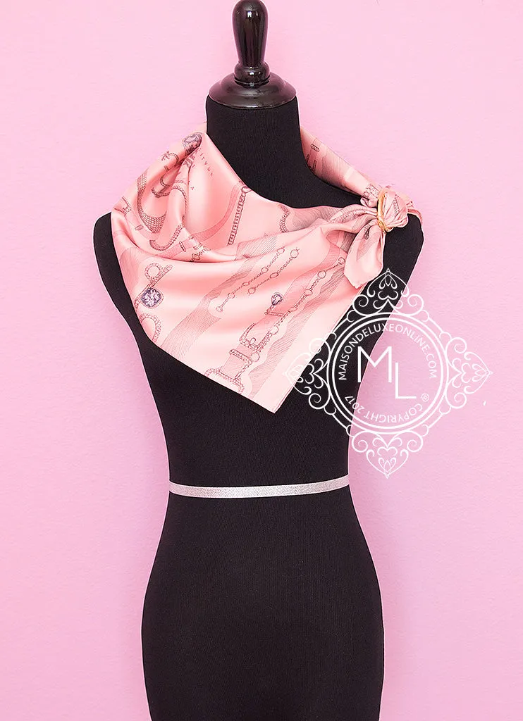 Hermes Pink Twill Silk 90 cm Etude pour une Parure de Gala Scarf