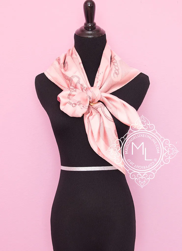 Hermes Pink Twill Silk 90 cm Etude pour une Parure de Gala Scarf