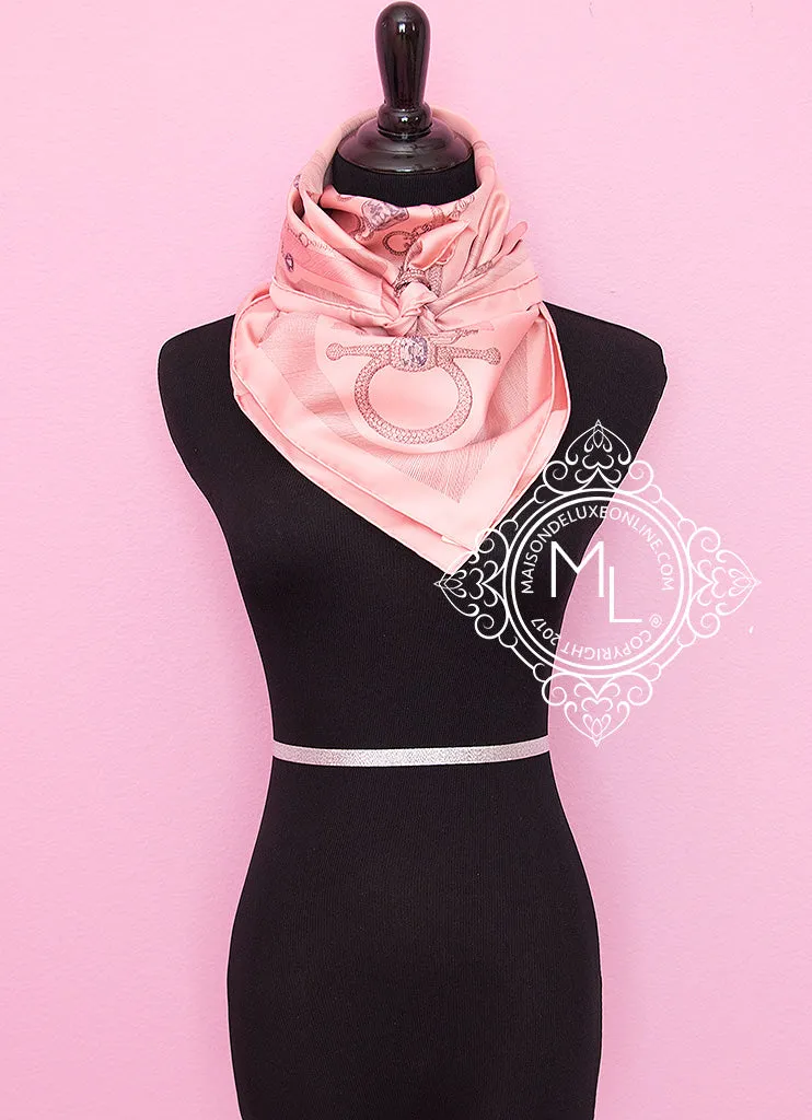 Hermes Pink Twill Silk 90 cm Etude pour une Parure de Gala Scarf