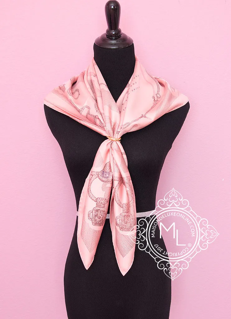 Hermes Pink Twill Silk 90 cm Etude pour une Parure de Gala Scarf